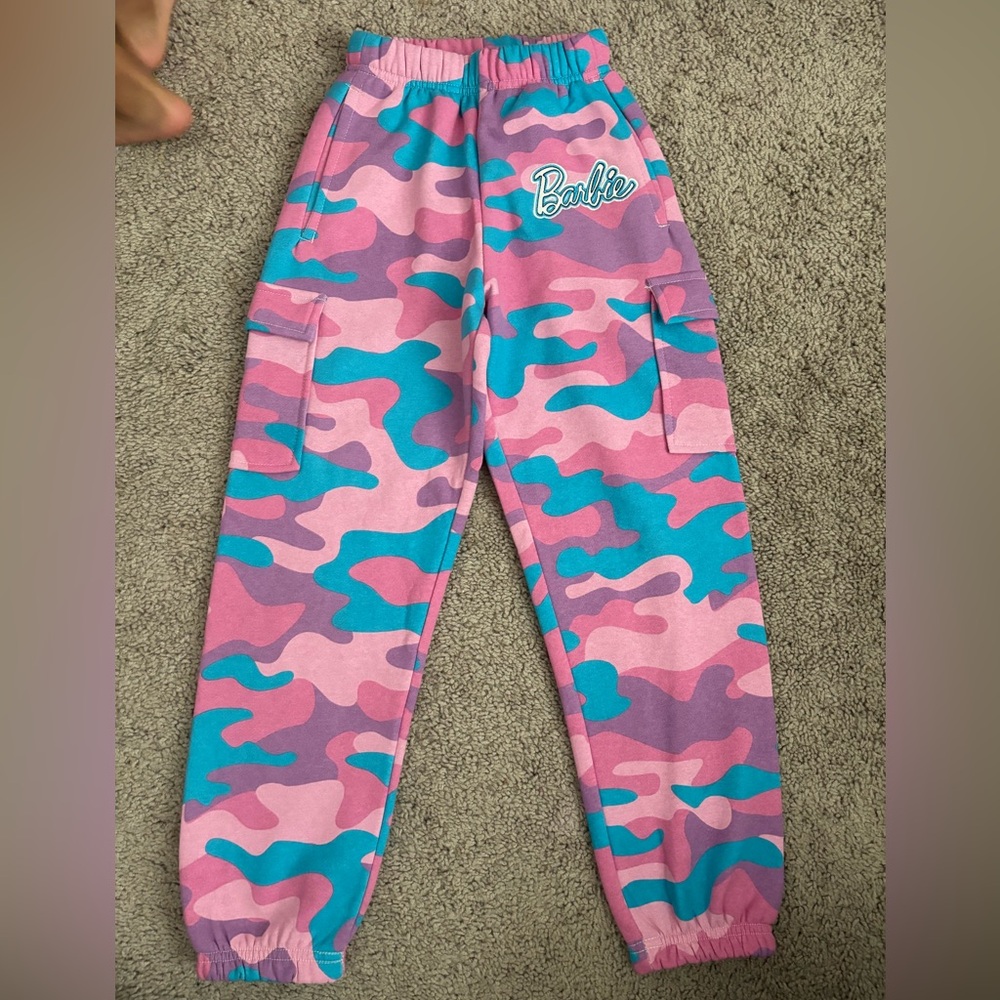 Barbie Pink and Teal Camo Kids Sweatpants